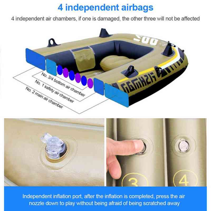 3/4 Person Foldable Rubber Boat PVC