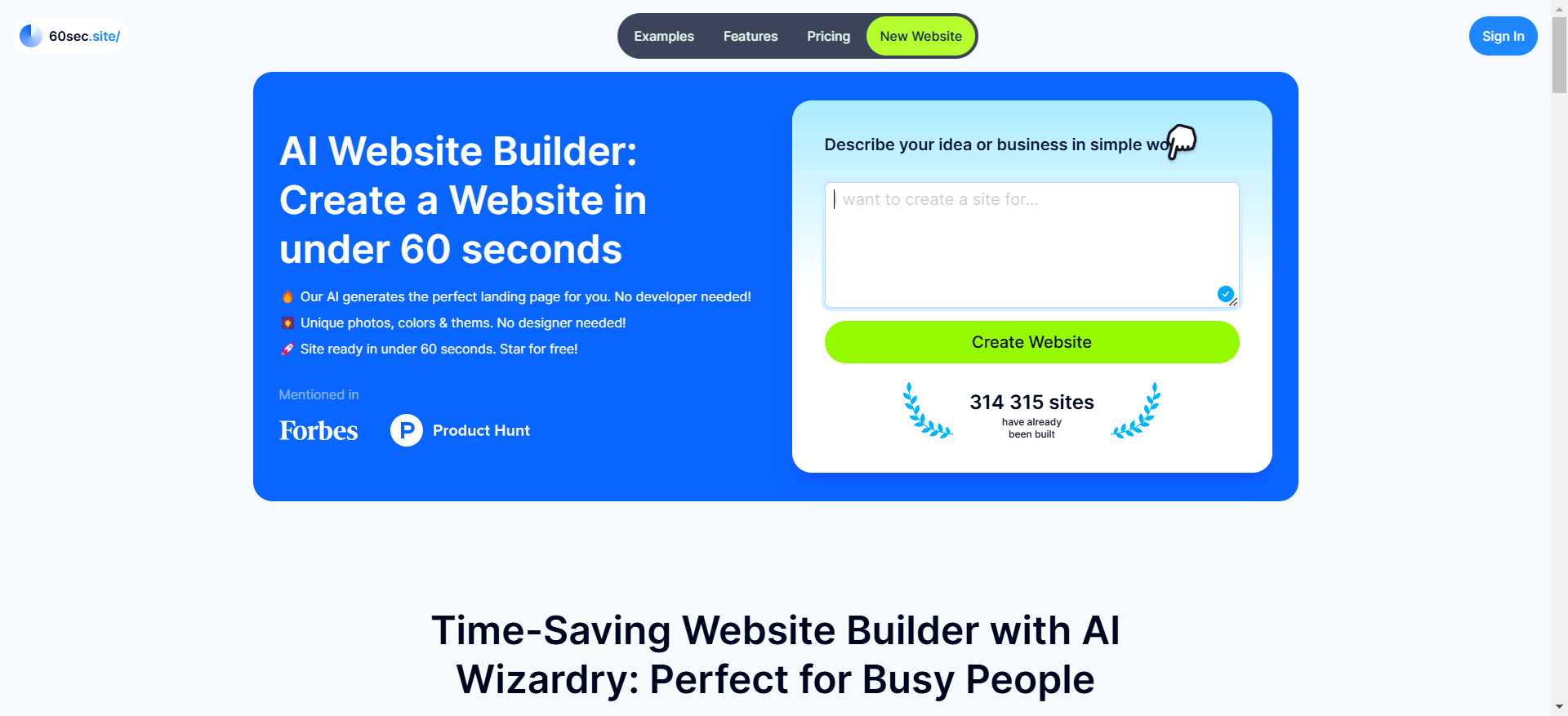 60SEC AI: Create a Stunning Website in Just 60 Seconds!