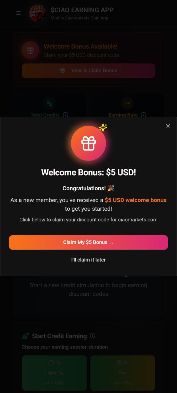 $CIAO EARNING APP | $CIAO COIN | CIAOMARKETS ECOSYSTEM | $CIAO STORE