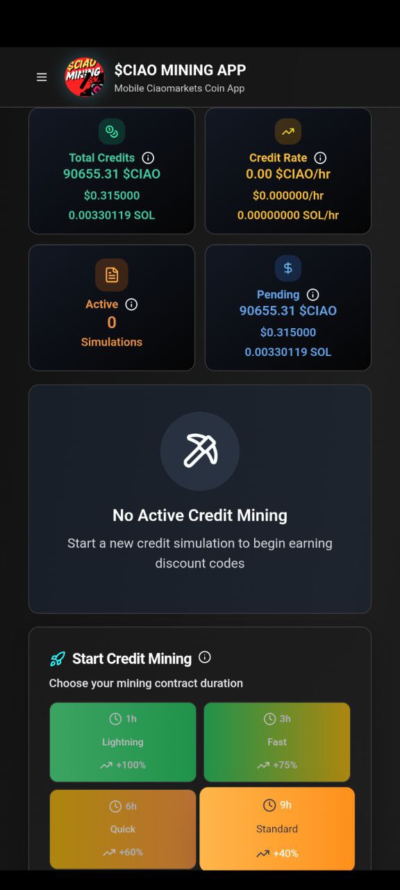 $CIAO MINING APP | $CIAO COIN | CIAOMARKETS ECOSYSTEM