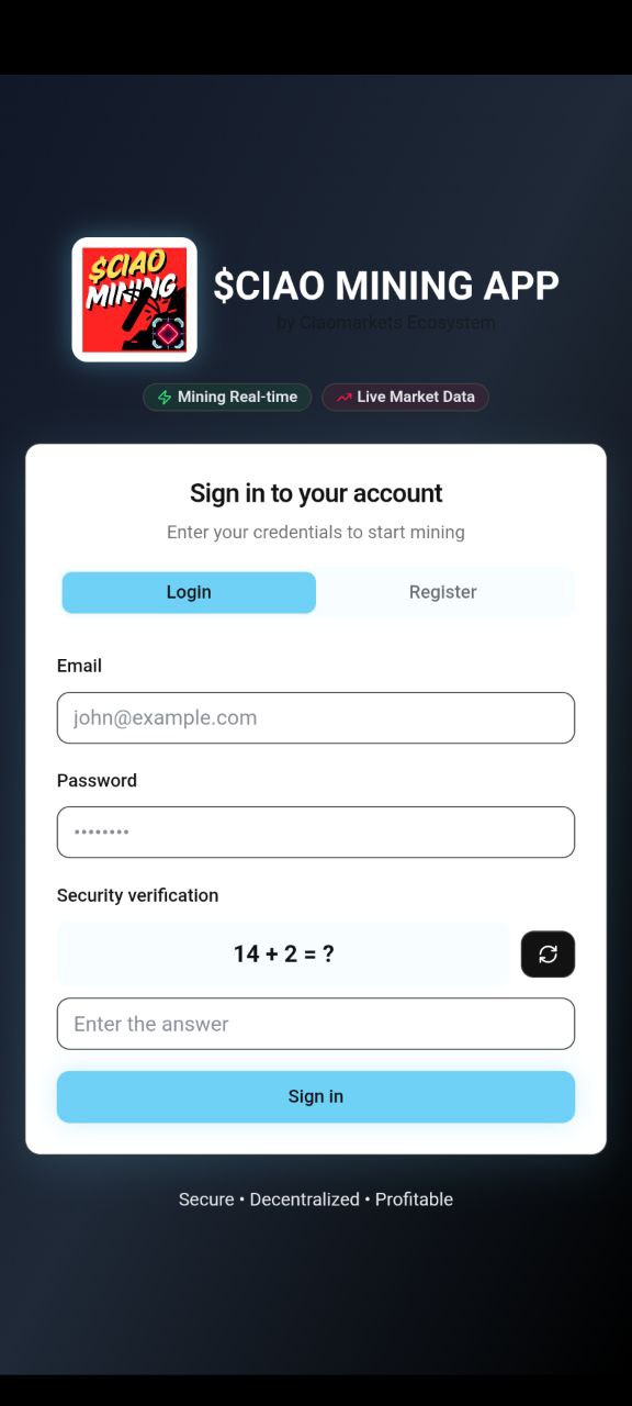$CIAO MINING APP | $CIAO COIN | CIAOMARKETS ECOSYSTEM