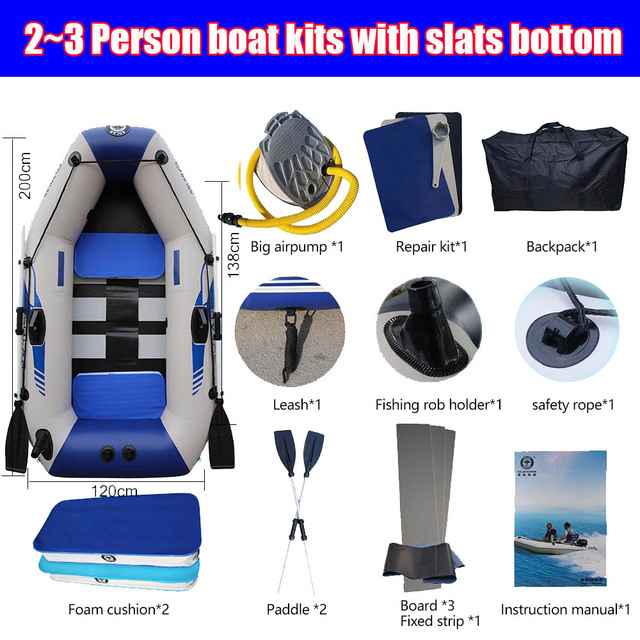 2/6 Person PVC 3 Layer Inflatable Laminated Wear-Resistant Boats