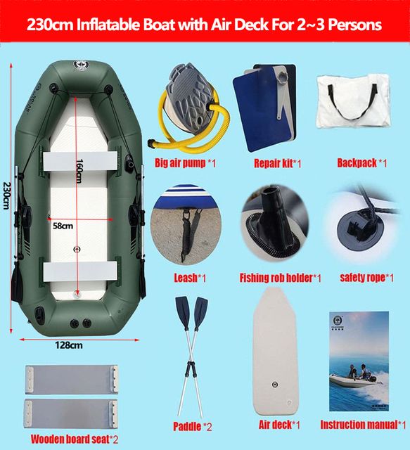 1/6 Personas Green Boat con Air Deck Bottoms