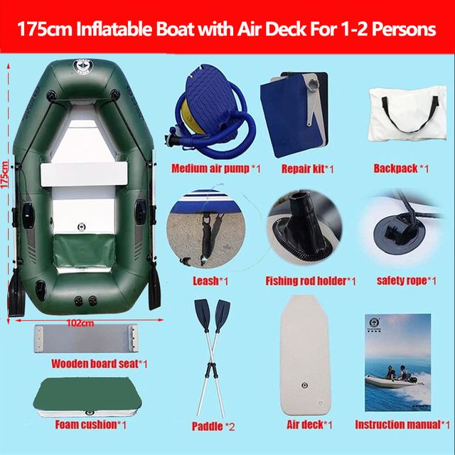 Barca verde da 1/6 persone con fondo Air Deck
